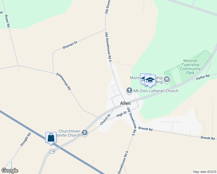 map of restaurants, bars, coffee shops, grocery stores, and more near 302 Old Stonehouse Road South in Mechanicsburg