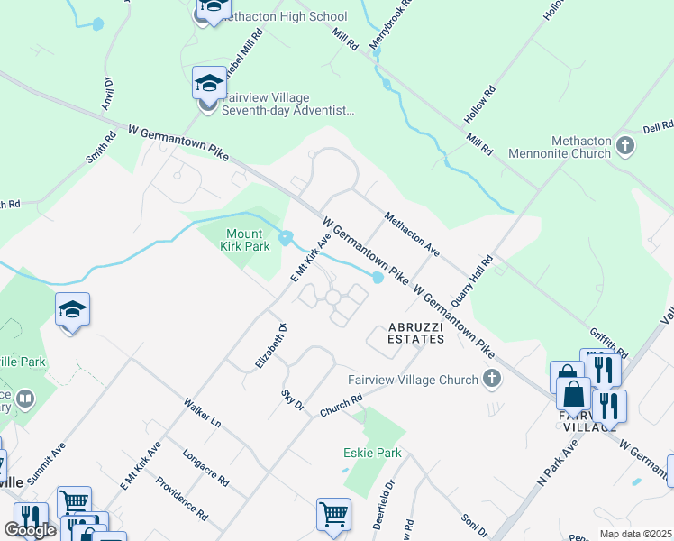 map of restaurants, bars, coffee shops, grocery stores, and more near 11 Oxford Court in Eagleville