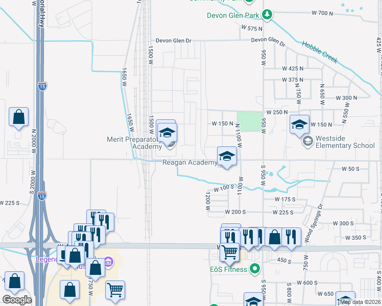 map of restaurants, bars, coffee shops, grocery stores, and more near 1410 West Center Street in Springville