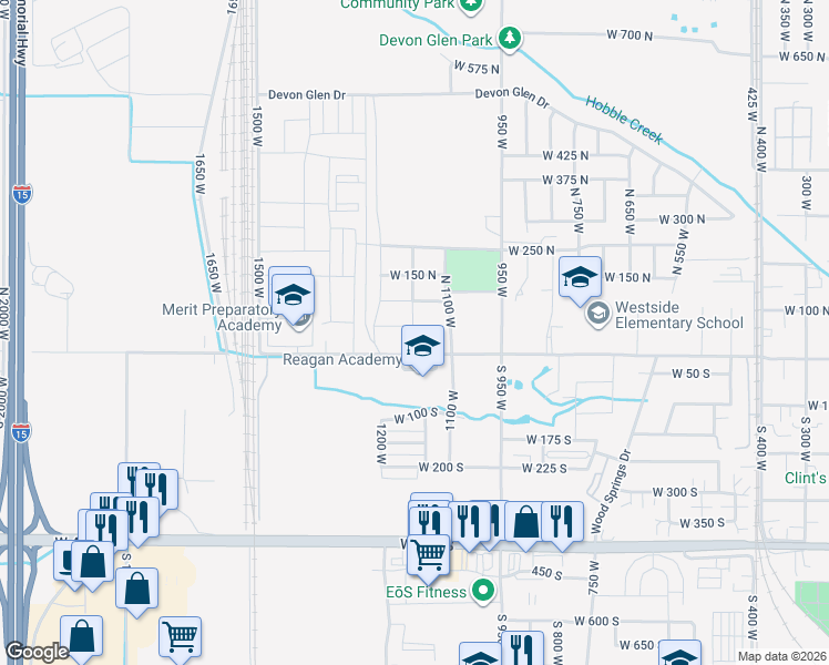 map of restaurants, bars, coffee shops, grocery stores, and more near 1162 West Center Street in Springville