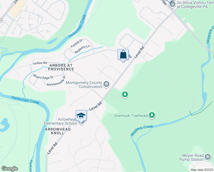 map of restaurants, bars, coffee shops, grocery stores, and more near 129 Level Road in Collegeville