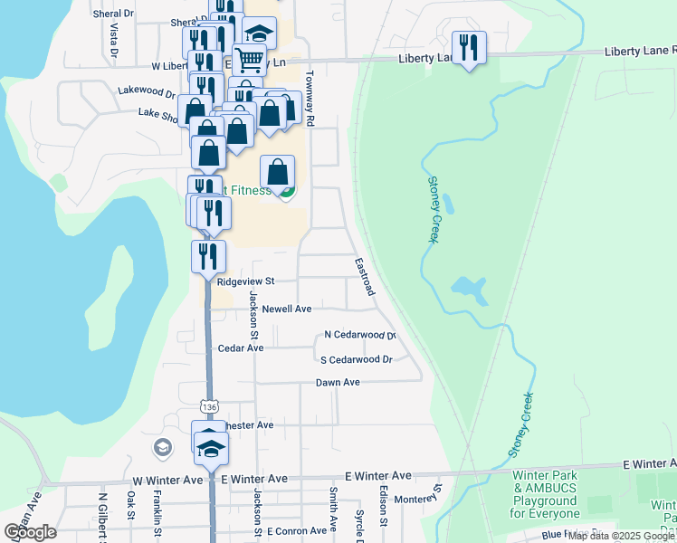 map of restaurants, bars, coffee shops, grocery stores, and more near 2501-2599 Northview Dr in Danville