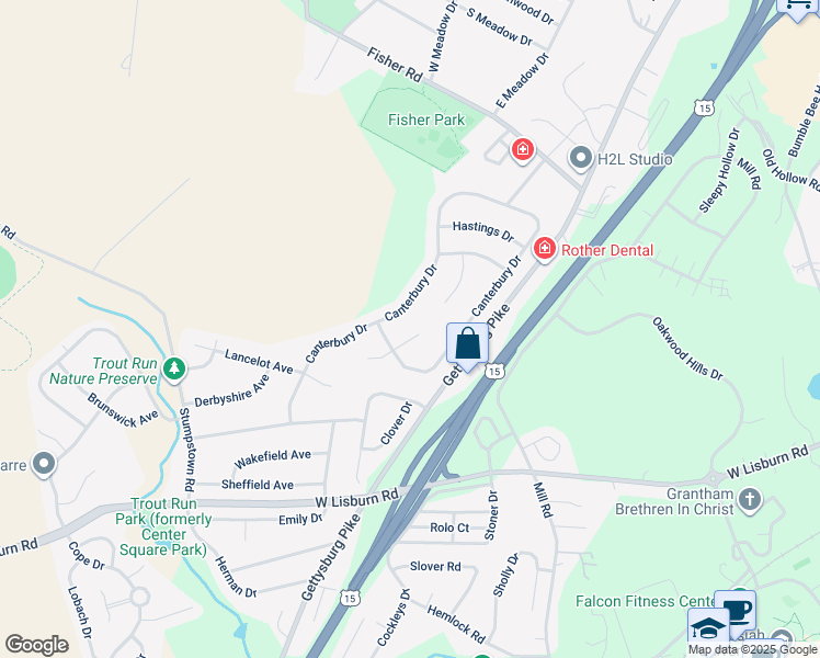map of restaurants, bars, coffee shops, grocery stores, and more near 2246 Coventry Court in Mechanicsburg