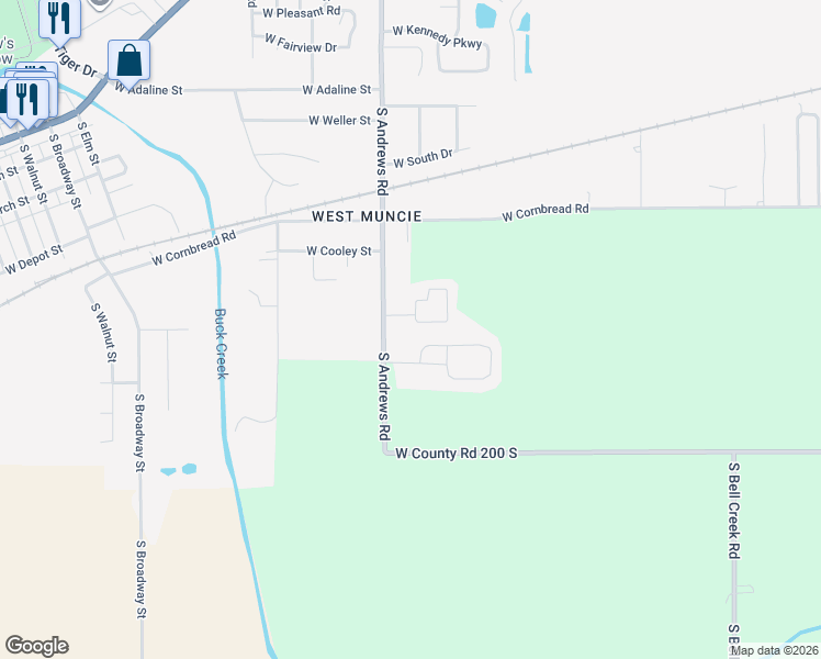 map of restaurants, bars, coffee shops, grocery stores, and more near 2800 South Andrews Road in Yorktown