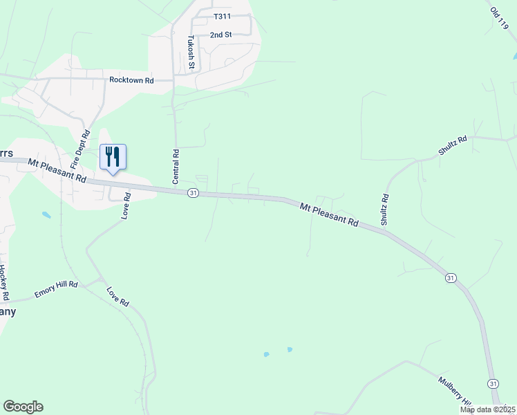 map of restaurants, bars, coffee shops, grocery stores, and more near 1152 Pennsylvania 31 in Mount Pleasant