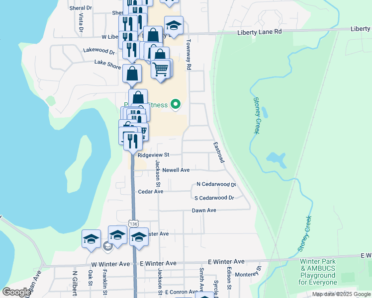 map of restaurants, bars, coffee shops, grocery stores, and more near 306 Ridgeview Street in Danville
