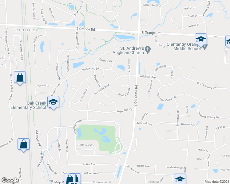 map of restaurants, bars, coffee shops, grocery stores, and more near 7872 Royal Park Drive in Lewis Center