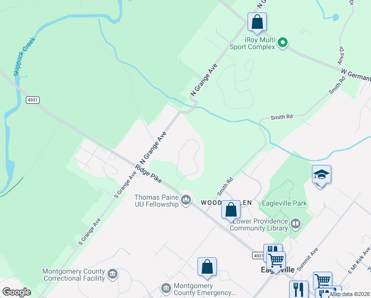 map of restaurants, bars, coffee shops, grocery stores, and more near 116 Steinbright Drive in Collegeville