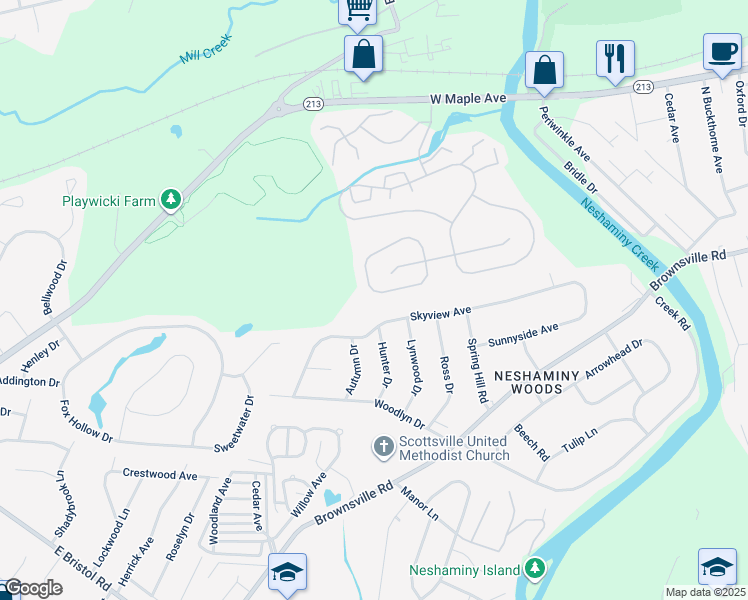 map of restaurants, bars, coffee shops, grocery stores, and more near 828 Green Ridge Circle in Feasterville-Trevose