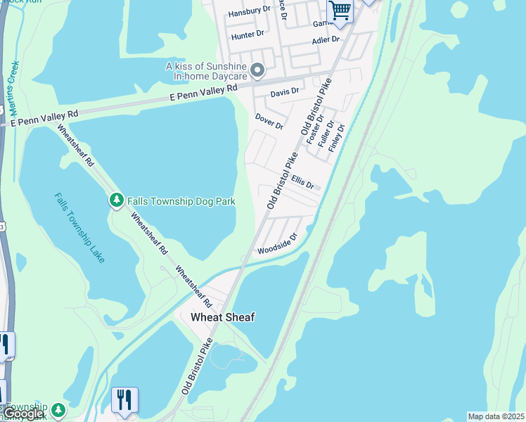 map of restaurants, bars, coffee shops, grocery stores, and more near 1516 Old Bristol Pike in Morrisville