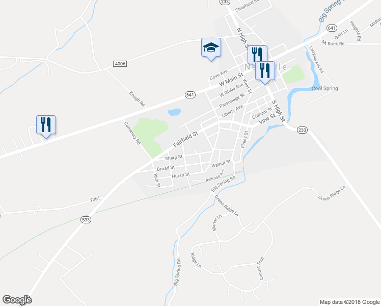 map of restaurants, bars, coffee shops, grocery stores, and more near 10 Pennsylvania Avenue in Newville