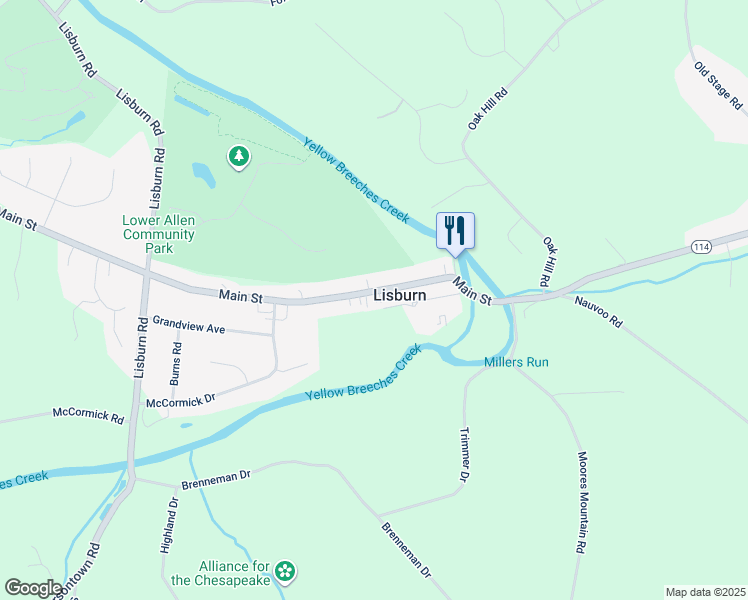 map of restaurants, bars, coffee shops, grocery stores, and more near 1704 Main Street in Mechanicsburg