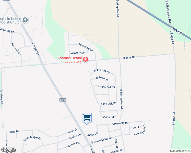 map of restaurants, bars, coffee shops, grocery stores, and more near 27 North Acorn Drive in Boiling Springs