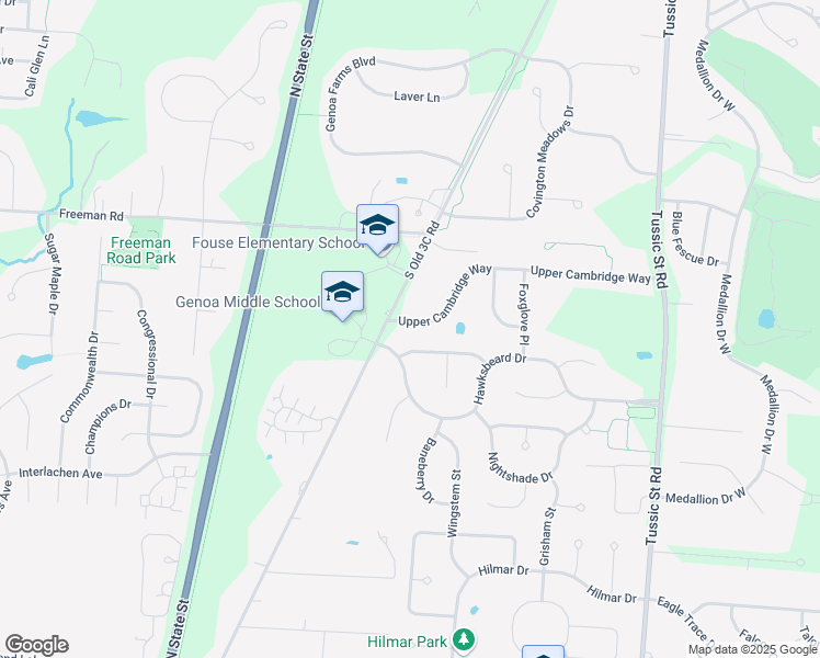 map of restaurants, bars, coffee shops, grocery stores, and more near 6990 Upper Cambridge Way in Westerville