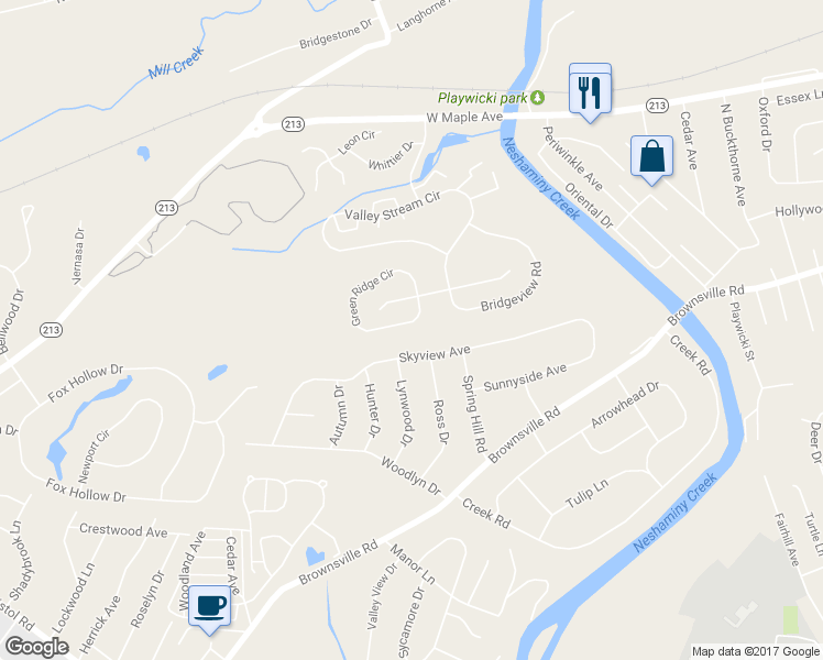 map of restaurants, bars, coffee shops, grocery stores, and more near 812 Green Ridge Circle in Langhorne