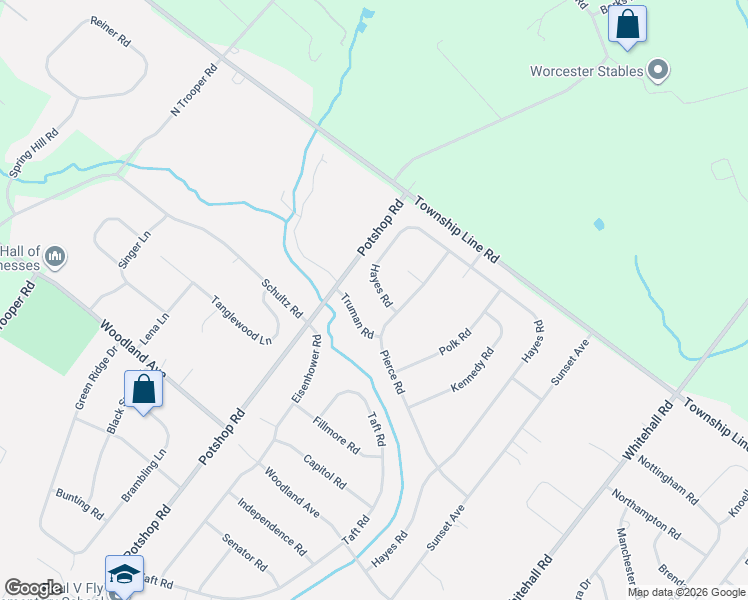 map of restaurants, bars, coffee shops, grocery stores, and more near 3336 Hayes Road in Eagleville