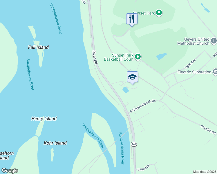 map of restaurants, bars, coffee shops, grocery stores, and more near 2306 River Road in Middletown