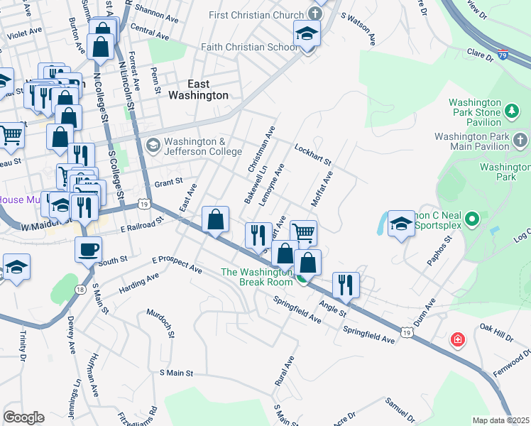map of restaurants, bars, coffee shops, grocery stores, and more near 88 Lemoyne Avenue in Washington