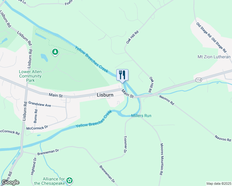 map of restaurants, bars, coffee shops, grocery stores, and more near 1760 Main Street in Mechanicsburg