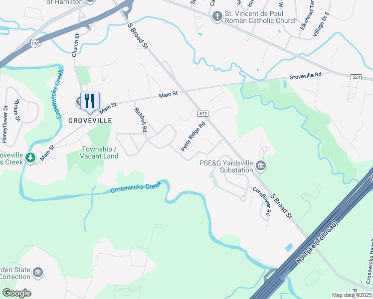 map of restaurants, bars, coffee shops, grocery stores, and more near 29 Petty Ridge Road in Hamilton Township