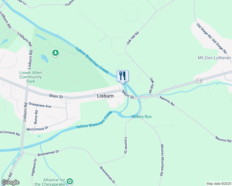 map of restaurants, bars, coffee shops, grocery stores, and more near 1760 Main Street in Mechanicsburg