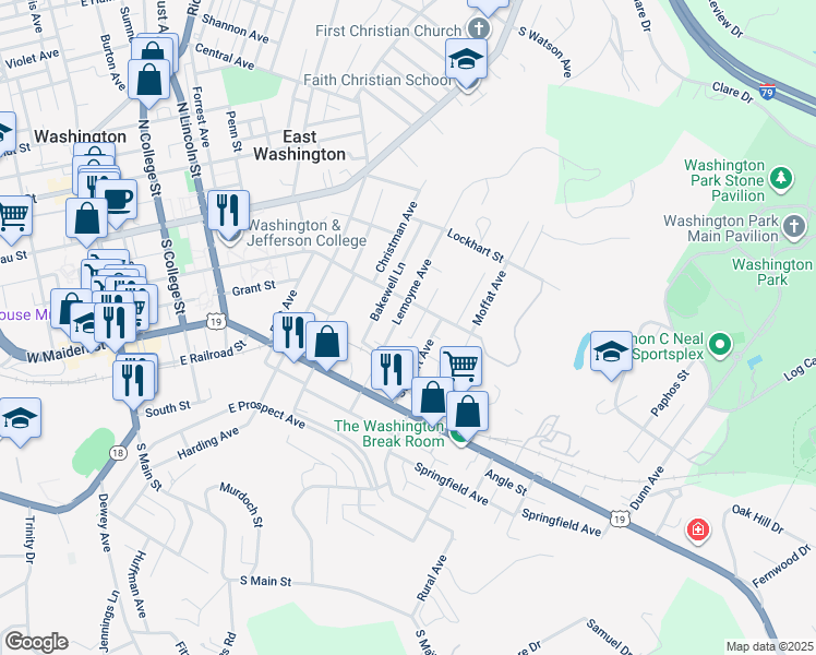 map of restaurants, bars, coffee shops, grocery stores, and more near 88 Lemoyne Avenue in Washington