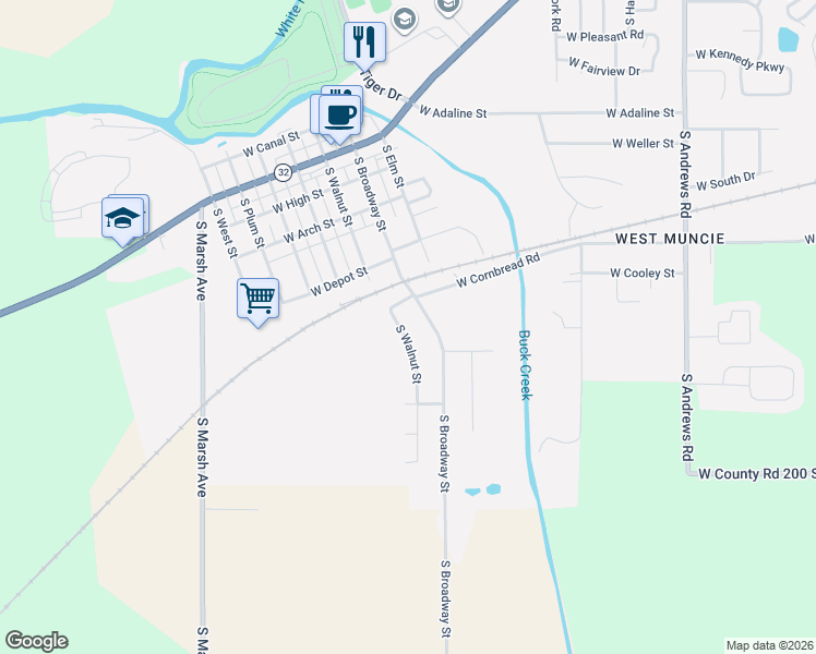 map of restaurants, bars, coffee shops, grocery stores, and more near 2717 S Broadway St in Yorktown