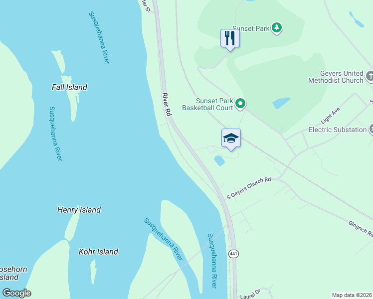 map of restaurants, bars, coffee shops, grocery stores, and more near 2306 River Road in Middletown