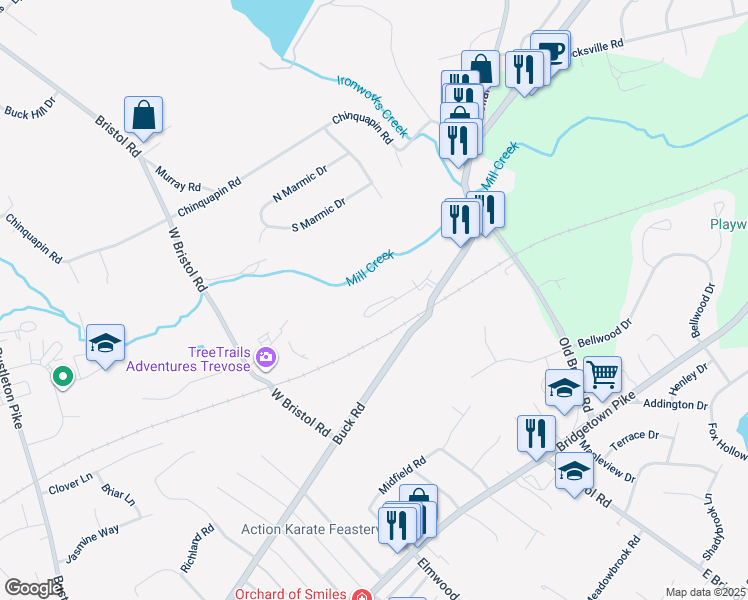 map of restaurants, bars, coffee shops, grocery stores, and more near 4 Falcon Drive in Southampton