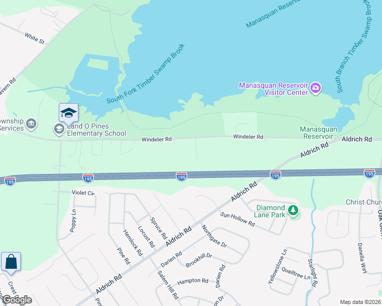 map of restaurants, bars, coffee shops, grocery stores, and more near 2 Lyndon Lane in Howell Township