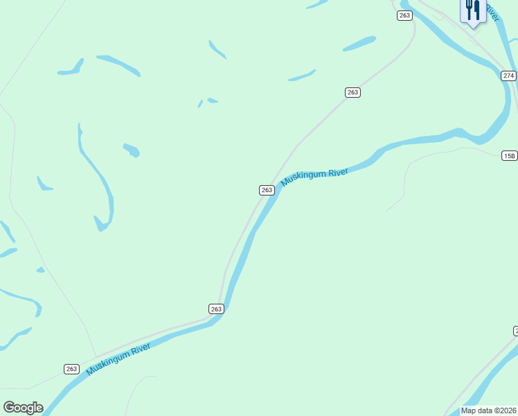 map of restaurants, bars, coffee shops, grocery stores, and more near 14830 Township Road 263 in Conesville