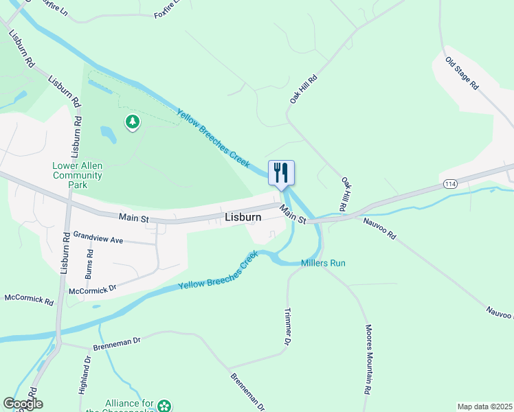 map of restaurants, bars, coffee shops, grocery stores, and more near 1741 Main Street in Mechanicsburg