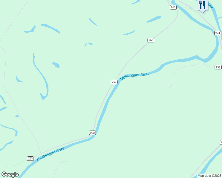 map of restaurants, bars, coffee shops, grocery stores, and more near 14830 Township Road 263 in Conesville