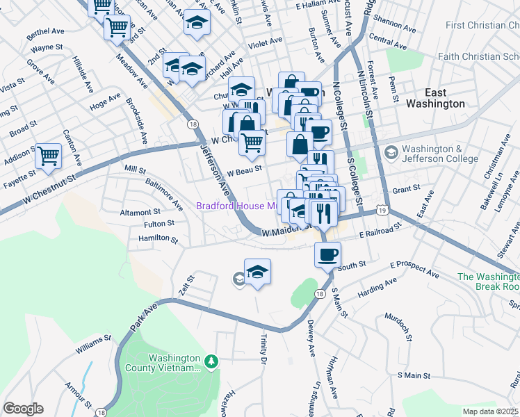 map of restaurants, bars, coffee shops, grocery stores, and more near 142 Jollick Manor in Washington