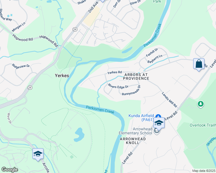 map of restaurants, bars, coffee shops, grocery stores, and more near 2000 Water Fall Circle in Collegeville