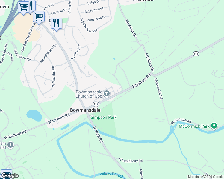 map of restaurants, bars, coffee shops, grocery stores, and more near 120 2nd Street in Mechanicsburg
