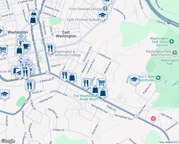 map of restaurants, bars, coffee shops, grocery stores, and more near 88 Lemoyne Avenue in Washington