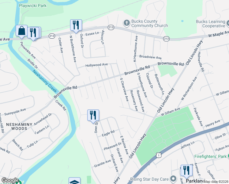 map of restaurants, bars, coffee shops, grocery stores, and more near 138 South Hazel Avenue in Langhorne