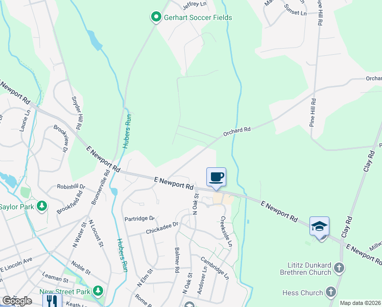 map of restaurants, bars, coffee shops, grocery stores, and more near 746 Orchard Road in Lititz