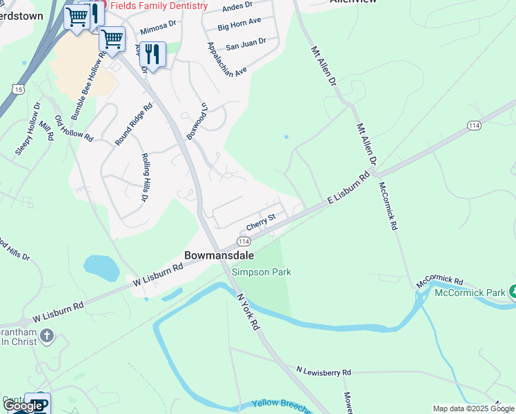 map of restaurants, bars, coffee shops, grocery stores, and more near 127 2nd Street in Mechanicsburg