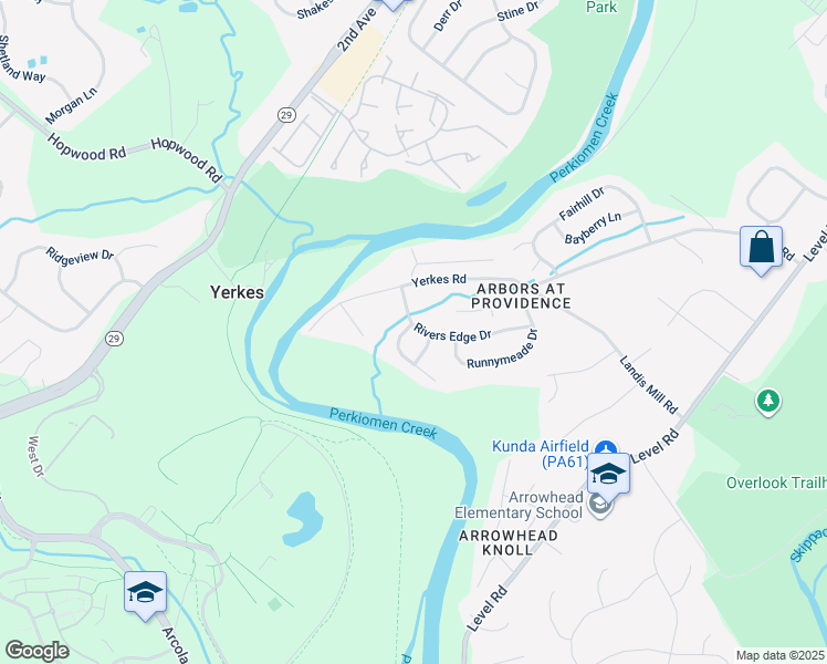 map of restaurants, bars, coffee shops, grocery stores, and more near 2000 Water Fall Circle in Collegeville