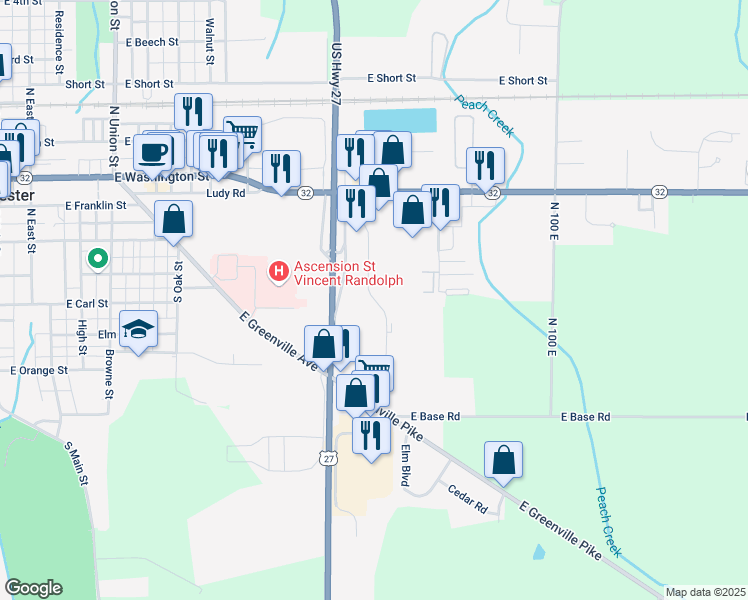 map of restaurants, bars, coffee shops, grocery stores, and more near Symmes Center Drive in Winchester
