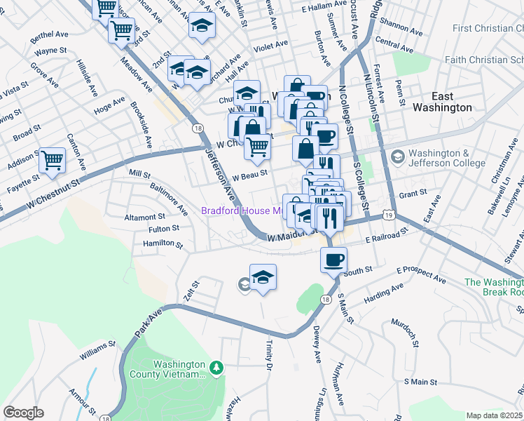 map of restaurants, bars, coffee shops, grocery stores, and more near 142 Jollick Manor in Washington