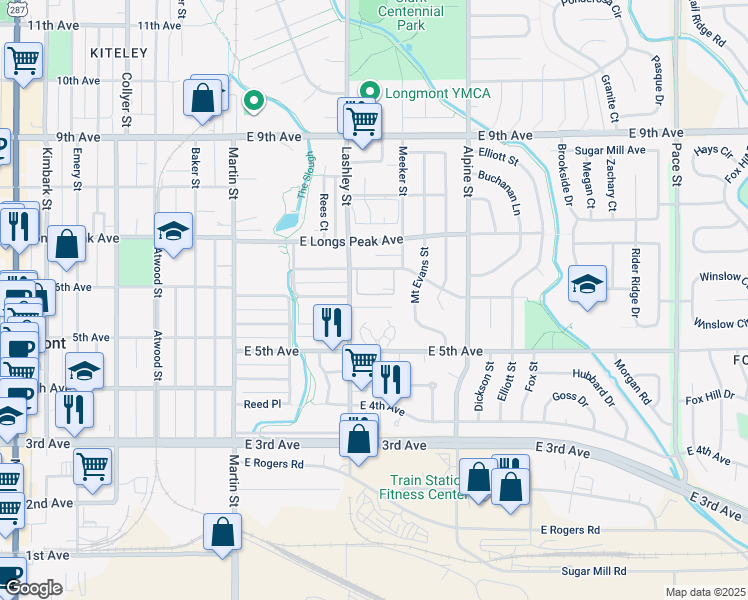map of restaurants, bars, coffee shops, grocery stores, and more near 226 Sorento Place in Longmont