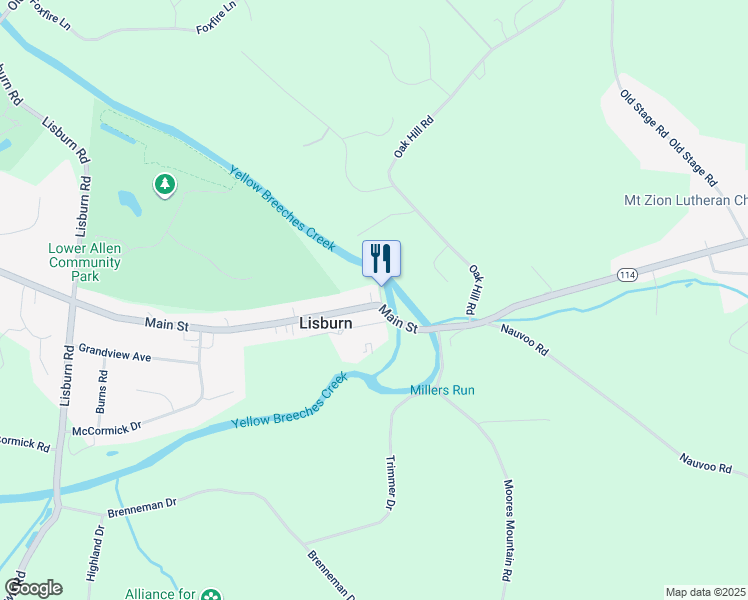 map of restaurants, bars, coffee shops, grocery stores, and more near 1777 Main St in Mechanicsburg