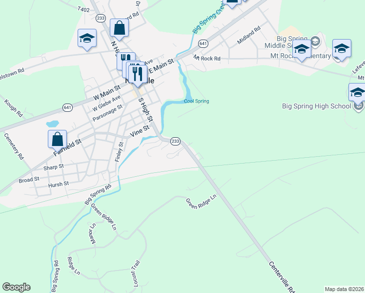 map of restaurants, bars, coffee shops, grocery stores, and more near 120 South High Street in Newville