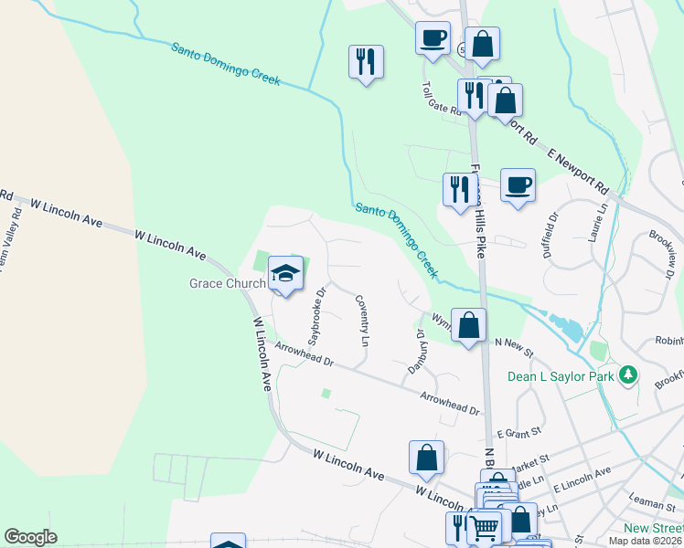 map of restaurants, bars, coffee shops, grocery stores, and more near 331 Coventry Lane in Lititz