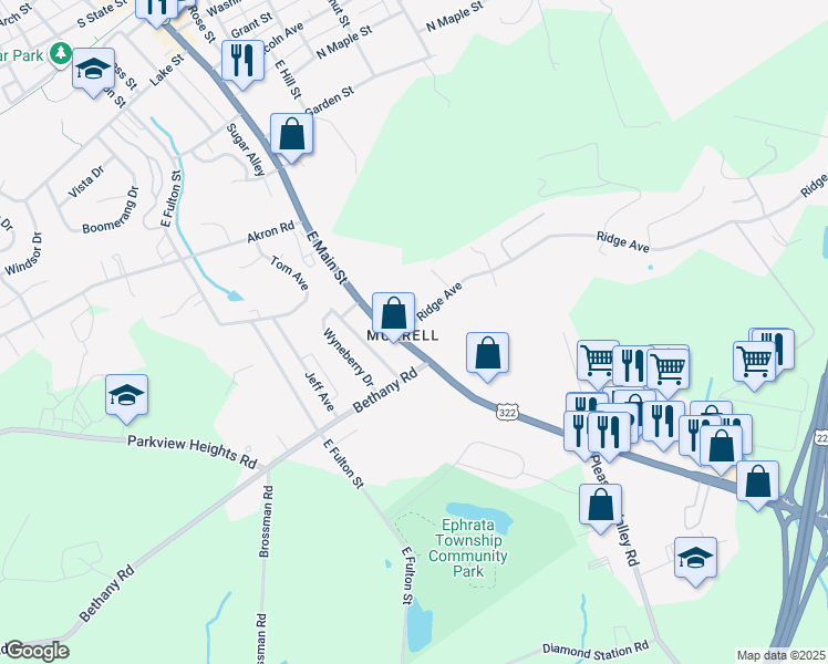 map of restaurants, bars, coffee shops, grocery stores, and more near in Ephrata