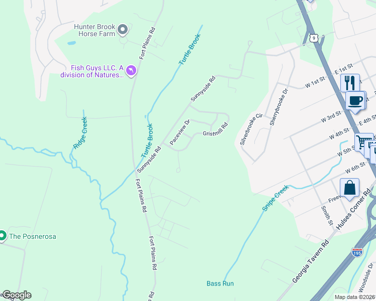 map of restaurants, bars, coffee shops, grocery stores, and more near 20 Gristmill Road in Howell Township