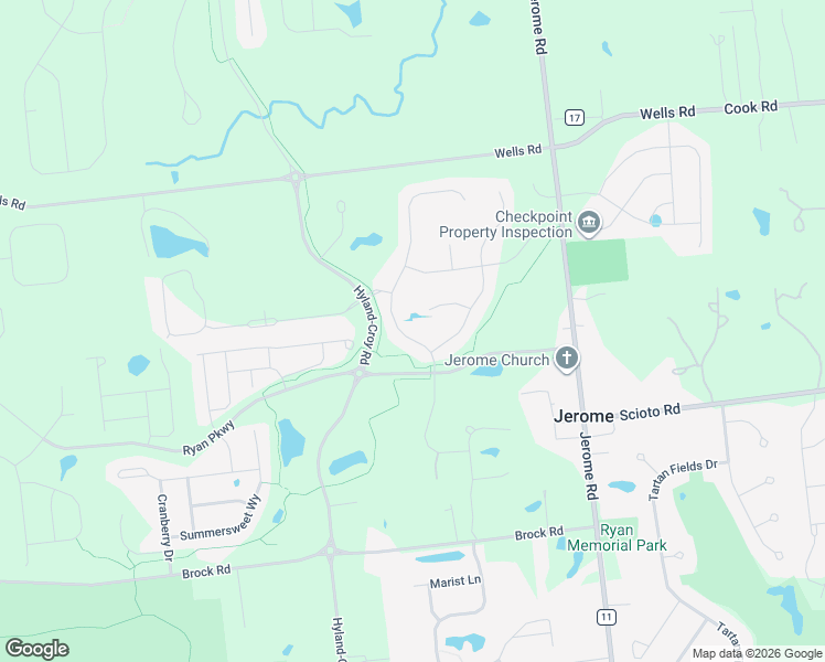 map of restaurants, bars, coffee shops, grocery stores, and more near 10626 Arrowwood Drive in Plain City